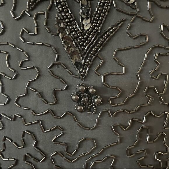 Vintage Nite Line Silk Beaded Fringe Cocktail Dress - Picture 11 of 13